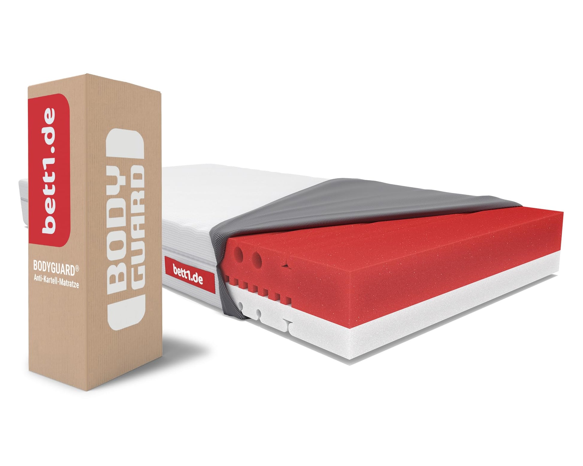 bett1 BODYGUARD Anti-Kartell-Matratze Weich 90x200, 2in1-Liegehärten