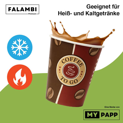 FALAMBI Pappbecher 200 ml, Coffee to go, Einwegbecher, 1000 Stück
