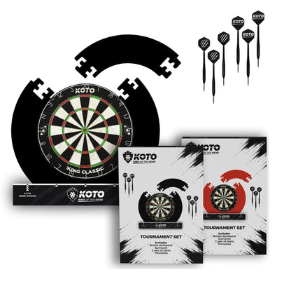 KOTO Tournament Dartscheibe Set – Schwarz mit Surround & Darts
