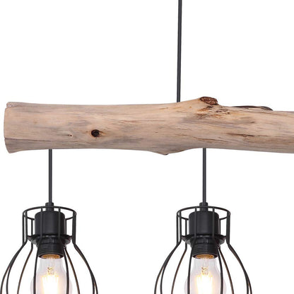 GLOBO Design Pendelleuchte 15326-4N – Holz Balken