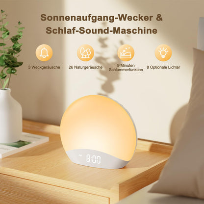 REACHER R7-DE Lichtwecker mit Sonnenaufgangssimulation und 26 Klängen