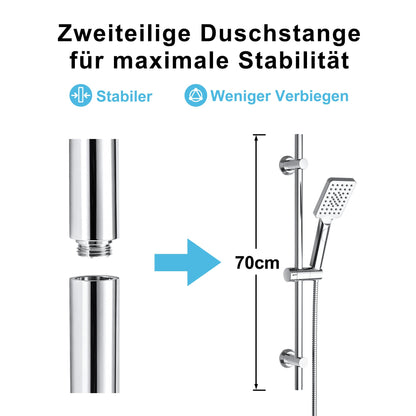 Görbach Brausestangen-Set mit Handbrause, Edelstahl, 70 cm, Chrom