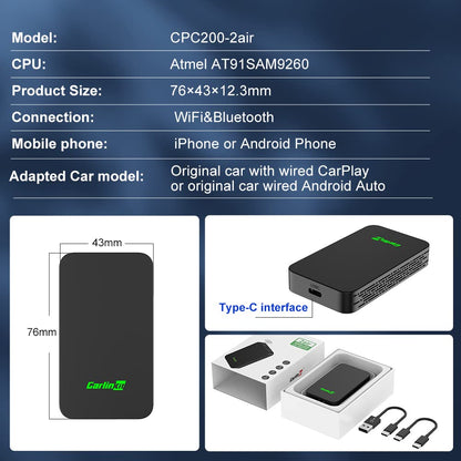 Carlinkit 2025 5.0 2air CarPlay Android Auto Wireless Adapter 2-in-1