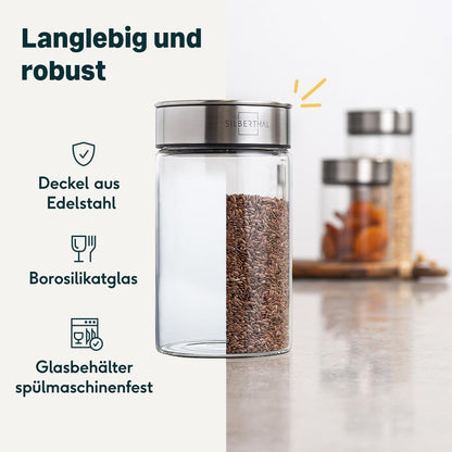 SILBERTHAL Vorratsglas Set mit Deckel – 4x Luftdicht Mottensicher