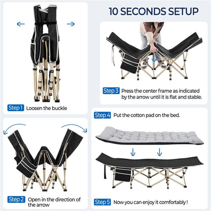 Yaheetech Feldbett mit Matratze, klappbares Campingbett bis 150 kg