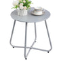 HollyHOME Beistelltisch Outdoor rund, Metall Gartentisch Grau aus pulverbeschichtetem Stahl mit X-Gestell