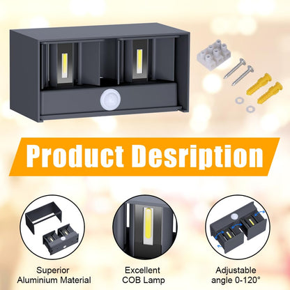 Klighten Aussenwandleuchte mit Bewegungsmelder 2er-Set Anthrazit