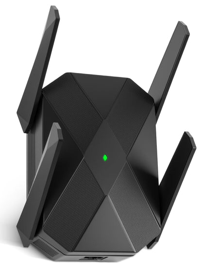 AX3000 WiFi 6 WLAN Verstärker Repeater – Gigabit LAN. Kompakt, weiß. Verstärkt und erweitert die WLAN-Reichweite im Heimnetzwerk.