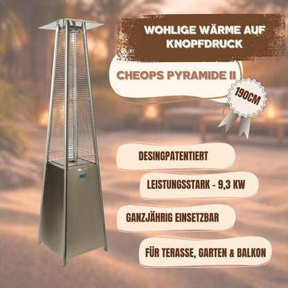 ACTIVA Cheops II Gas-Heizstrahler Pyramide mit Duran Schott Glasröhre