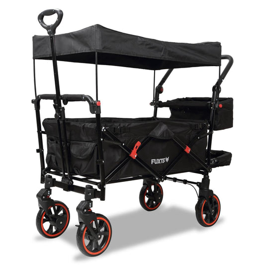FUXTEC Faltbarer Bollerwagen FX-CT850 Schwarz mit Dach