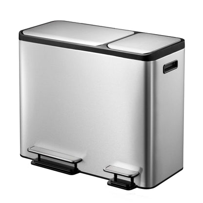EKO Ecocasa Tretmülleimer 3x15L, 3 Fächer, Edelstahl Matt