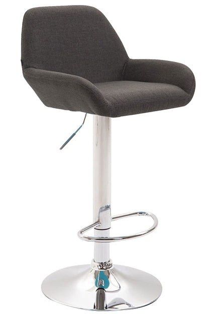 CLP Braga Barhocker, 2er Set, dunkelgrau Stoff, Chrom