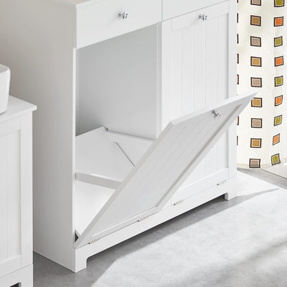 SoBuy BZR33-W Wäscheschrank mit 2 Wäschesäcken – Weiss
