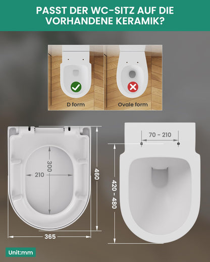 ANYCEE WC Sitz D-Form Absenkautomatik – Duroplast Weiss