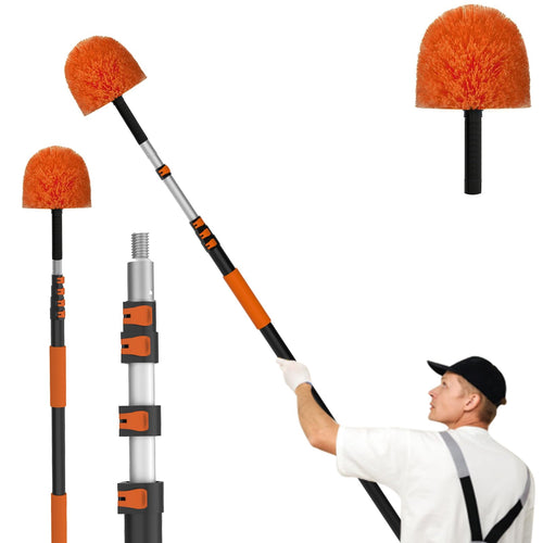 LAANPOLE Spinnwebenbesen mit Teleskopstiel, 6 m, waschbarer Staubwedel, weiche Borsten und leichter Aluminiumstiel