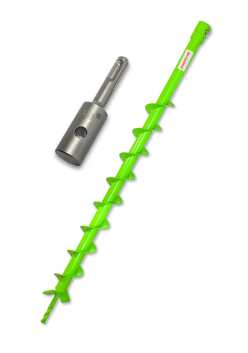 WERHE Erdbohrer Ø 60 mm, 80 cm mit SDS Plus Adapter für Bohrmaschine – aus Stahl mit Hartmetallklingen und Bohrspitze