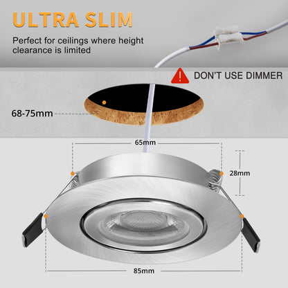 wowatt 10er LED Einbaustrahler IP44 68mm 3-Stufig Dimmbar Warmweiss
