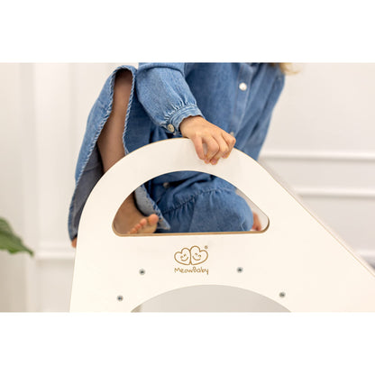 MEOWBABY Kinder Holzrutsche Indoor – Weiss – Ab 1 Jahr