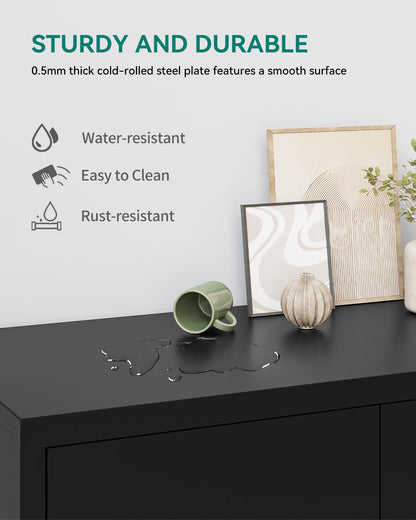 YITAHOME 2-türiger Metall Aktenschrank - Schlüssel, Schwarz