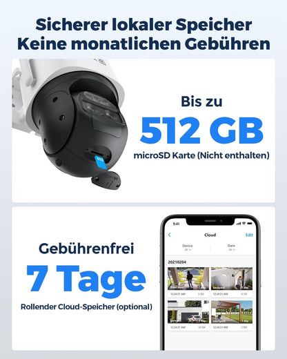 Reolink TrackMix 4K PTZ Überwachungskamera aussen mit Solarpanel
