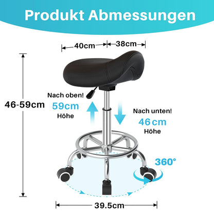 YEEZEE Sattelhocker ergonomisch, höhenverstellbar mit Rollen, schwarz