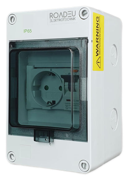 RoadEu Schuko Wandverteiler FI Schutzschalter IP65 – 16A 230V