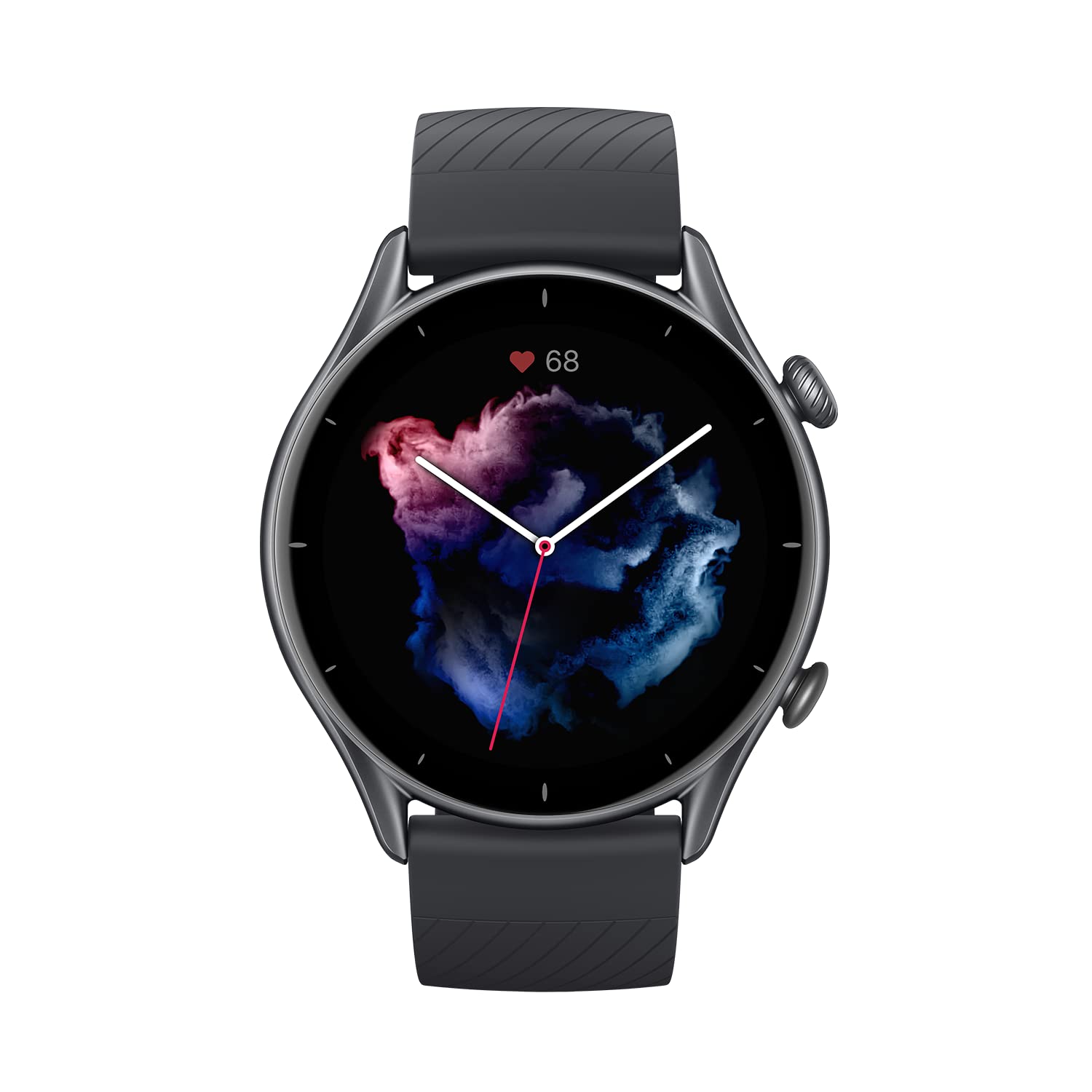 Amazfit GTR 3 46mm GPS Fitness Smartwatch – Schwarz: Runde, schwarze Smartwatch zur Überwachung von Fitnessdaten und Navigation per GPS.