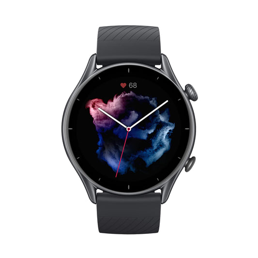 Amazfit GTR 3 46mm GPS Fitness Smartwatch – Schwarz: Runde, schwarze Smartwatch zur Überwachung von Fitnessdaten und Navigation per GPS.