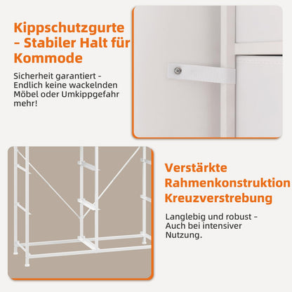 Somdot Kommode FD107 mit 8 Stoffschubladen, Schubladenschrank weiss