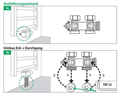 Buderus Multiblock Universal Ventilset - Eck/Durchgang mit Thermostatkopf