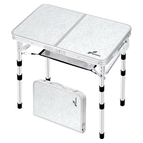 Sportneer Campingtisch klappbar, höhenverstellbar, 60 x 40 cm mit Netzablage unter der Tischplatte