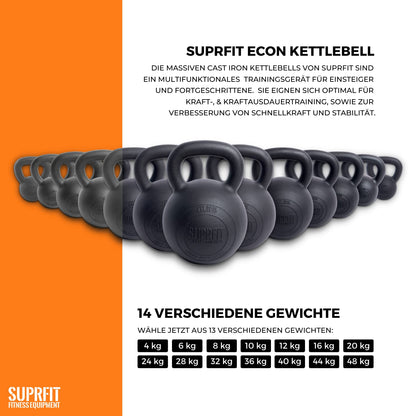 SUPRFIT Econ Professional Kettlebell - 28Kg Schwarz