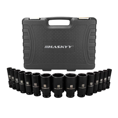 HASKYY Kraft Schlagschrauber Nüsse Satz 19-tlg. 1/2" 10-32mm