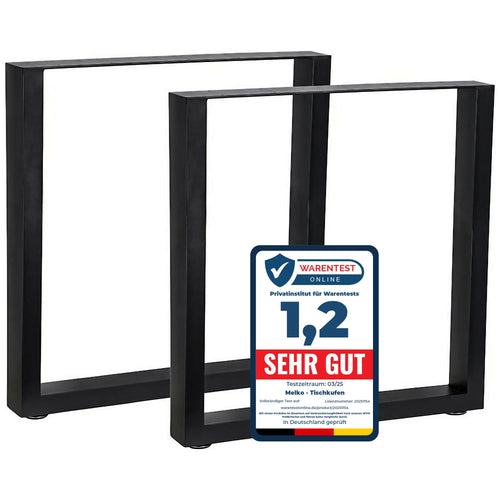 Melko 2er Set Tischbeine Stahl 70x72 cm Vierkantrohr Tischkufen. Robuste, U-förmige Stahlkufen aus Vierkantrohr zur stabilen Tischkonstruktion.