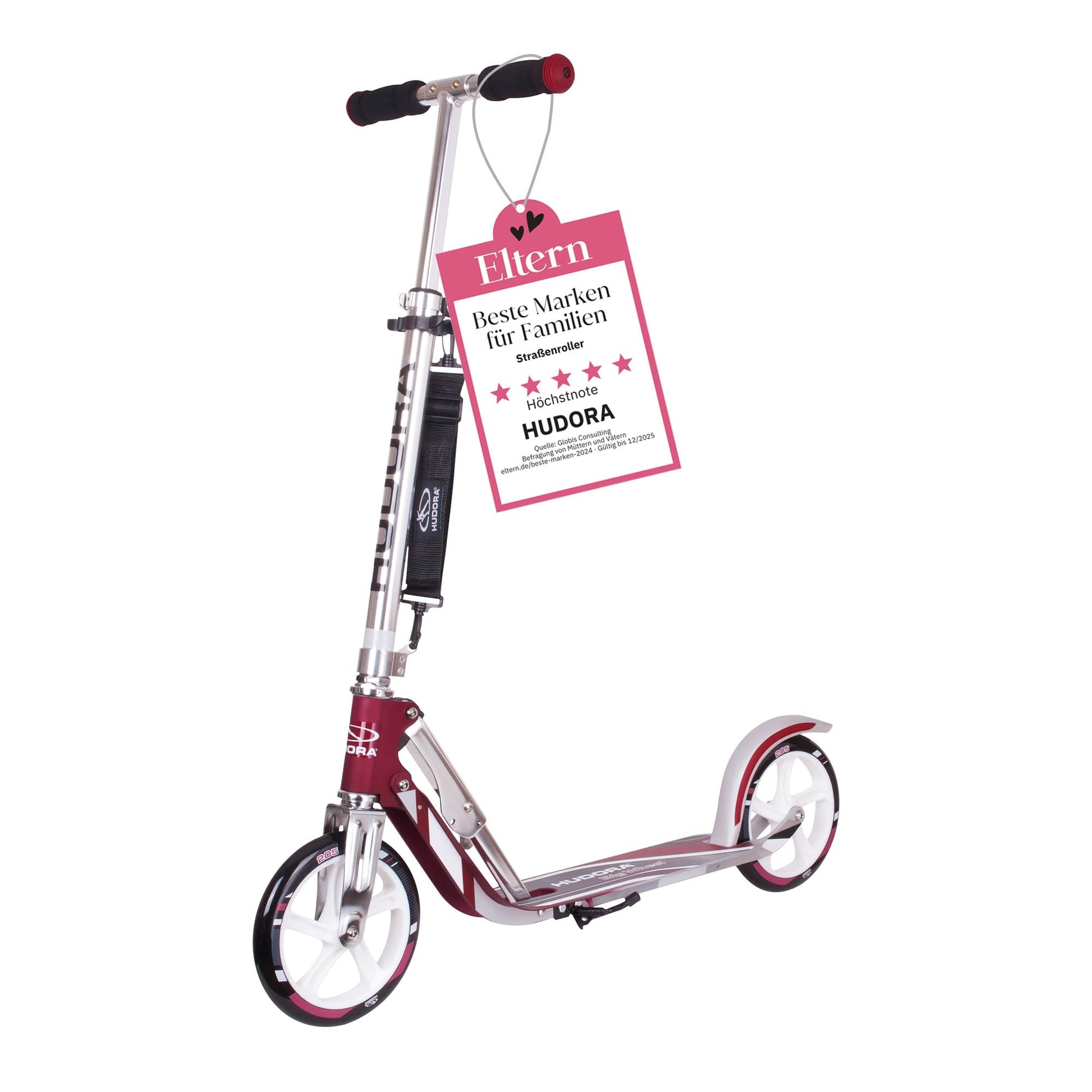 HUDORA BigWheel 205 Scooter - Cityroller. Silberner Tretroller mit großen Rollen. Ermöglicht schnelles Vorankommen auf ebenen Flächen im urbanen Raum.
