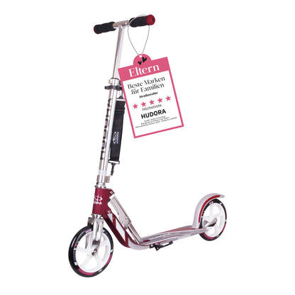 HUDORA BigWheel 205 Scooter - Cityroller. Silberner Tretroller mit großen Rollen. Ermöglicht schnelles Vorankommen auf ebenen Flächen im urbanen Raum.
