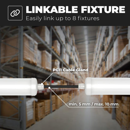 HOFTRONIC 4er Pack LED Wannenleuchte IP65 120cm 6500K