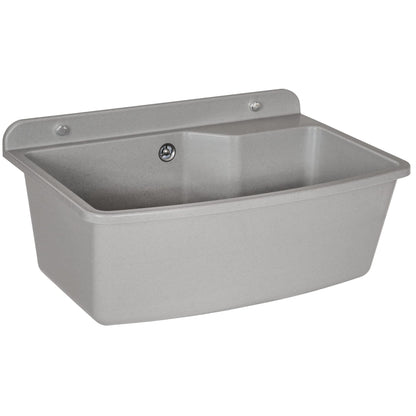Kunststoff Ausgussbecken 61cm - Grau Granit Wandmontage mit Siphon