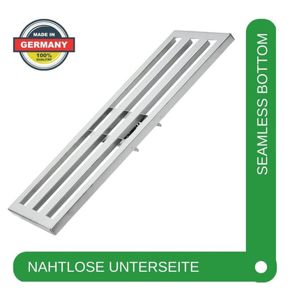 RISISANI Rasenrakel 80x30 cm aus V2A-Edelstahl, ohne Stiel