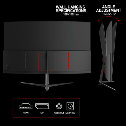 Gawfolk 27 Zoll Curved Gaming Monitor Full HD 165/180Hz
