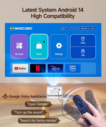 Magcubic HY300max Mini Beamer - Android 14 4K WiFi 6 Autofokus