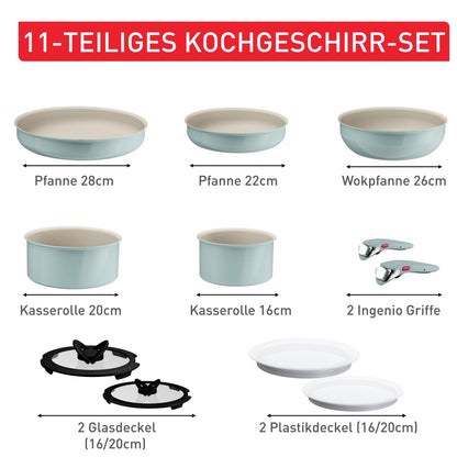 Tefal Ingenio Serenity Kochgeschirr-Set 11-teilig Eucalyptus