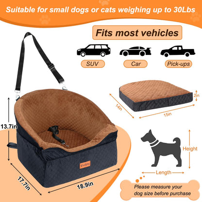 Vivifying Hundeautositz für kleine und mittelgrosse Hunde, braun