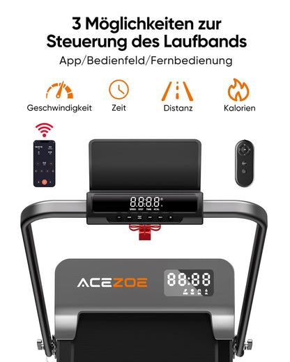 Acezoe P12 Laufband klappbar, Walking Pad mit Steigung, bis 135 kg