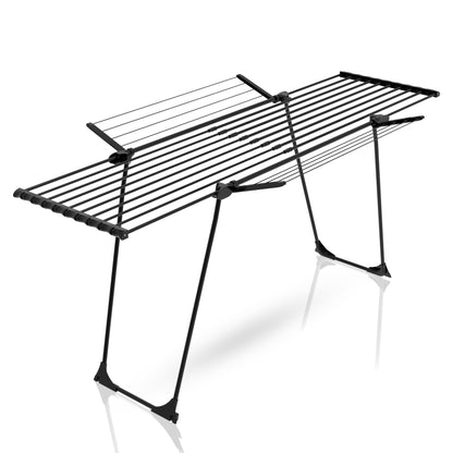 BigDean Wäscheständer Jumbo - Schwarz, dicke Leinen 28m ausziehbar