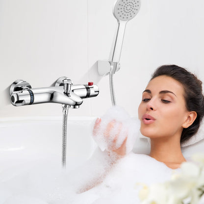 Klassik Thermostat Dusch-/Wannenarmatur Aufputz Chrom 38°C