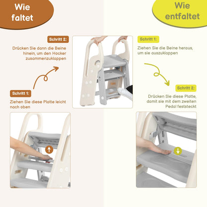 Onasti Tritthocker für Kinder, 2-3 Stufen höhenverstellbar, faltbar