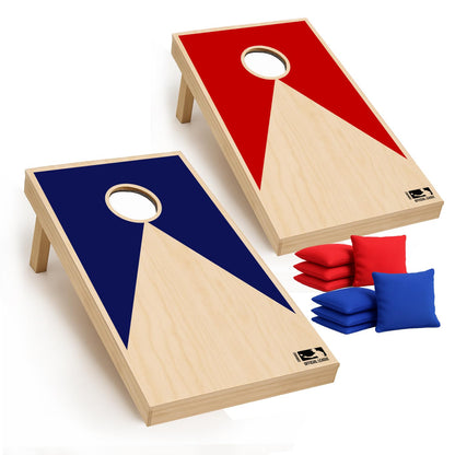 Original Cup Cornhole Set aus Holz – 2 Boards 90 x 60 cm + 8 Säckchen, klappbare Beine, Wurfspiel für draussen