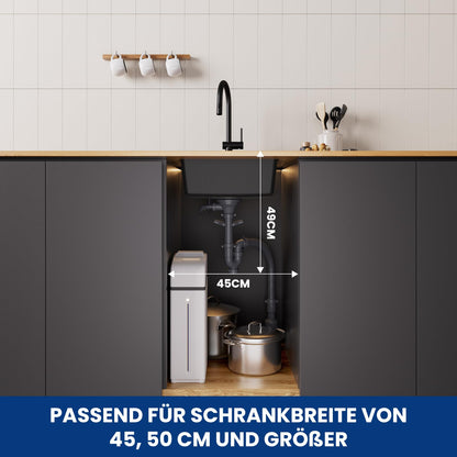 CECIPA Granit-Einbauspüle 45x45cm, schwarz eckig, 2 Hahnlöcher