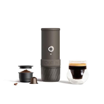OutIn Mino Tragbare Elektrische Espressomaschine mit USB-C, kompaktes Taschenformat für Espresso unterwegs